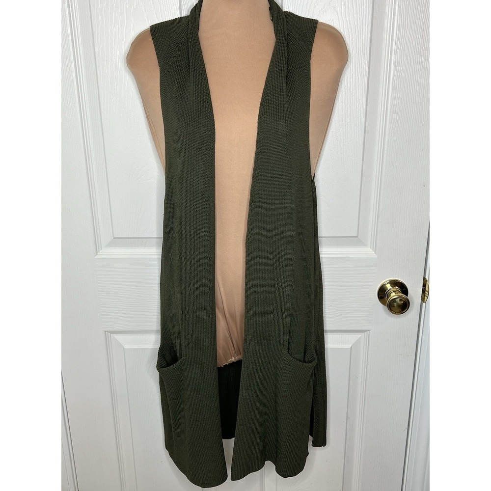 Pea In The Pod Maternity Knitted Sleeveless Cardigan Open Front Size Small Green